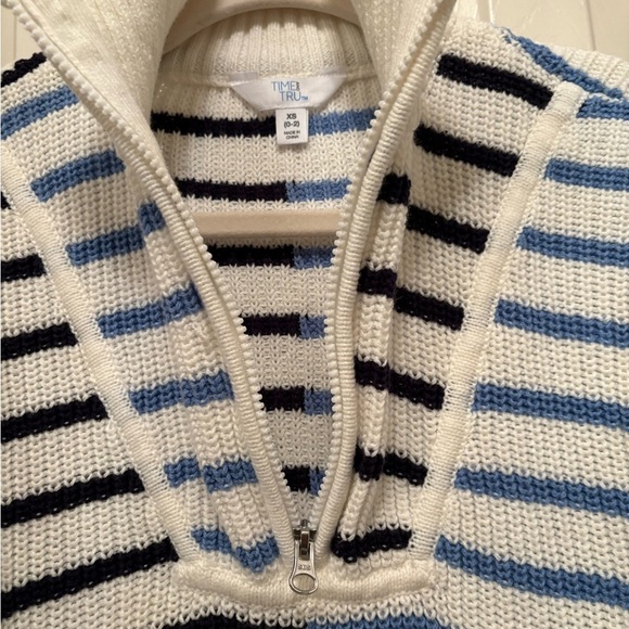 Time and Tru Women's Cowl Neck Sweater - Black, White, and Blue Stripes - Picture 4 of 6